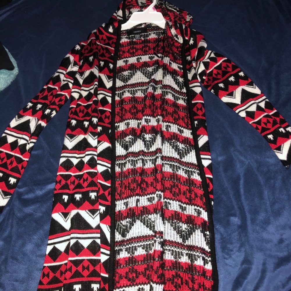 Red Patterned Cardigan